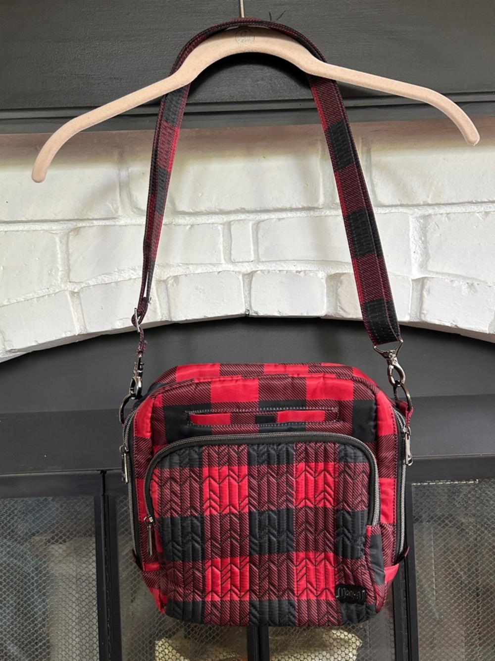 lug Ranger Quilted Crossbody Bag - Taupe Exterior & Black Trim